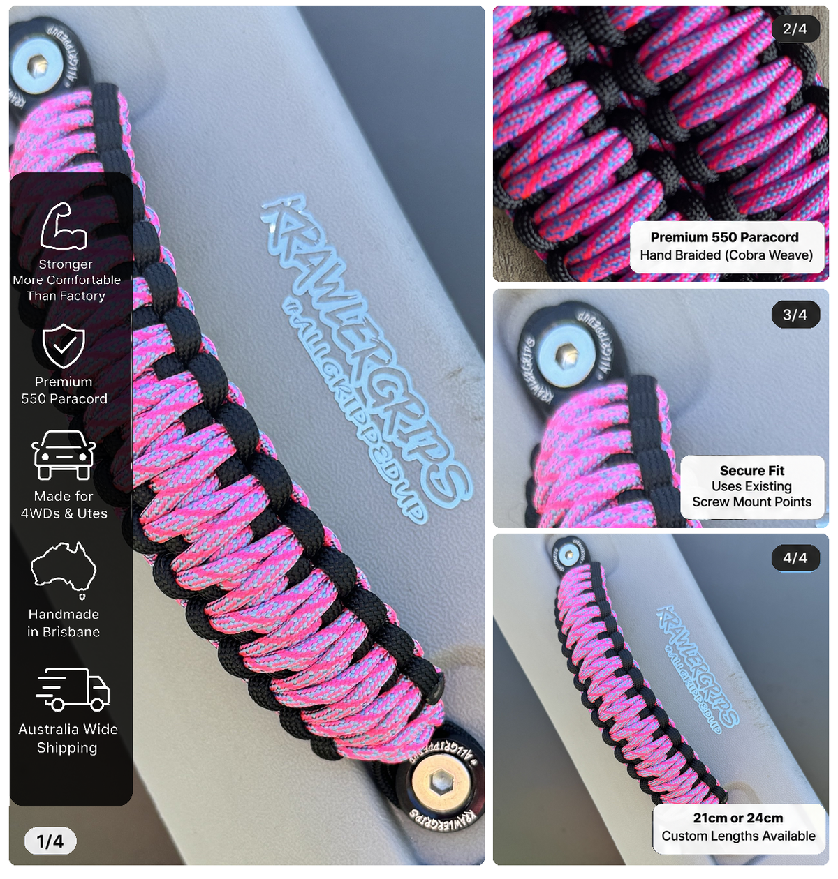 Helix Baby Blue Neon Pink Grab Handle Toyota Prado — original product photos