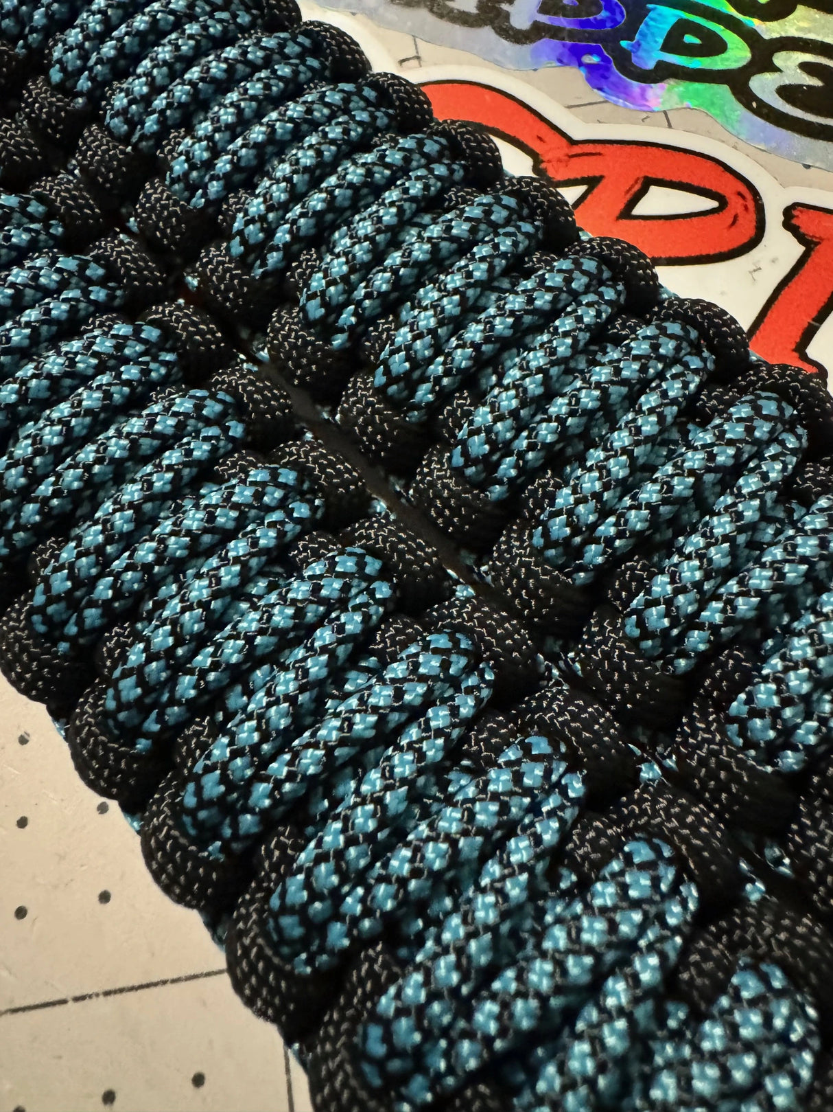 Neon Turquoise Diamonds 4x4 paracord grab handles | Krawlergrips