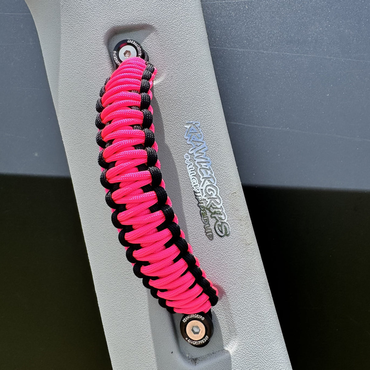 Neon Pink passenger 4x4 paracord handle Krawlergrips