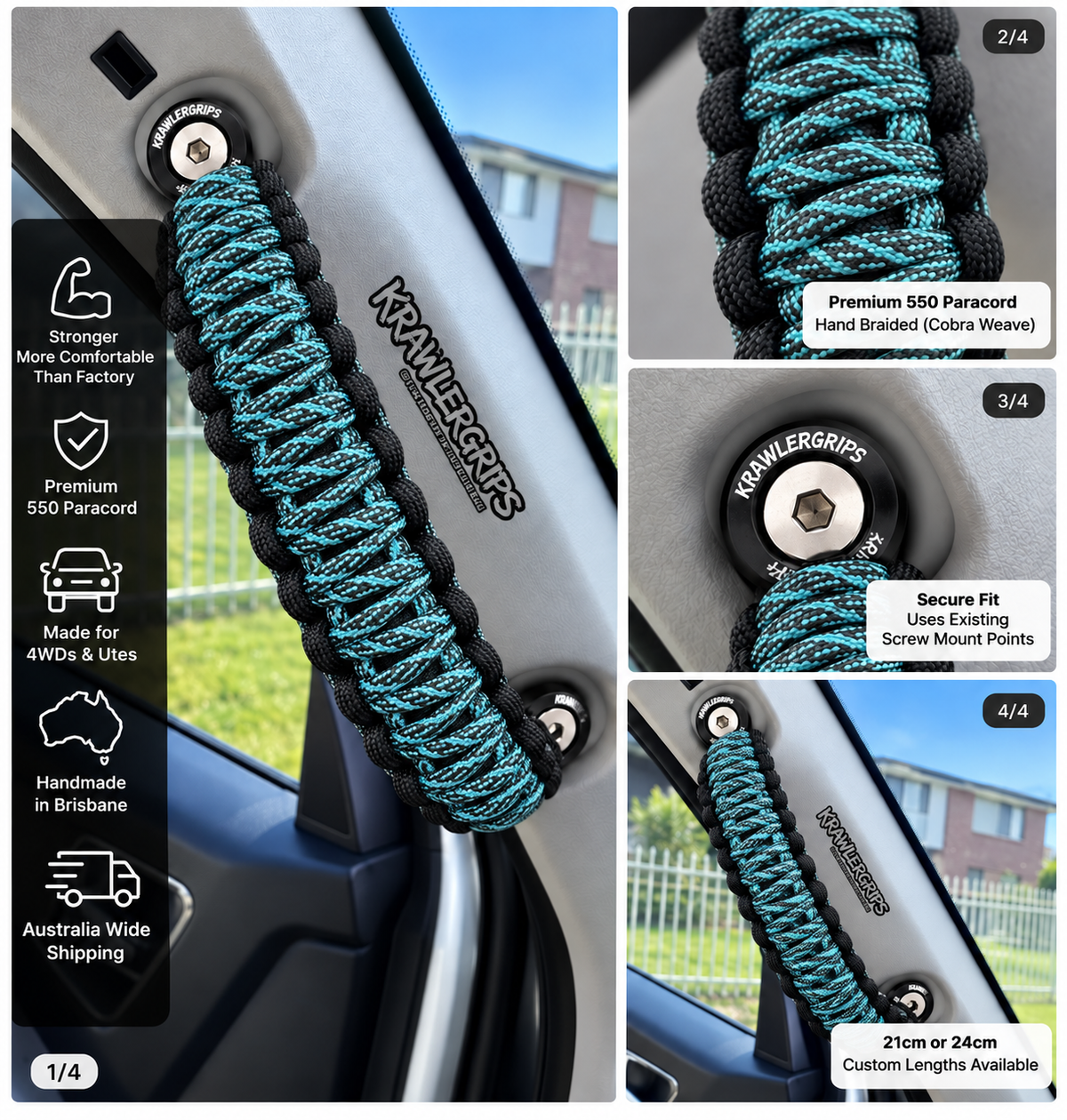 Neon Turquoise Helix Grab Handle Toyota LandCruiser