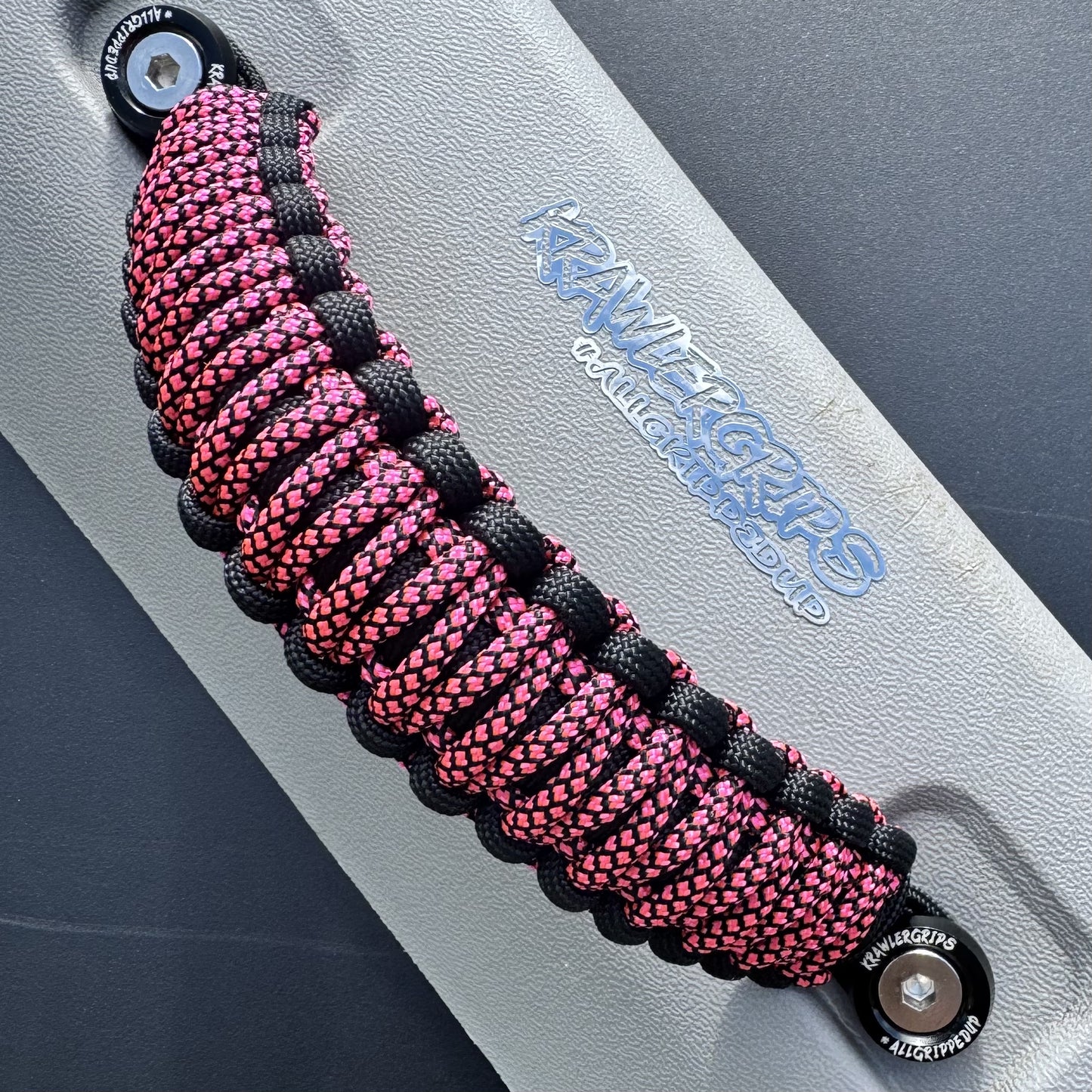 Neon pink diamond 4x4 grab handle accessory-krawlergrips