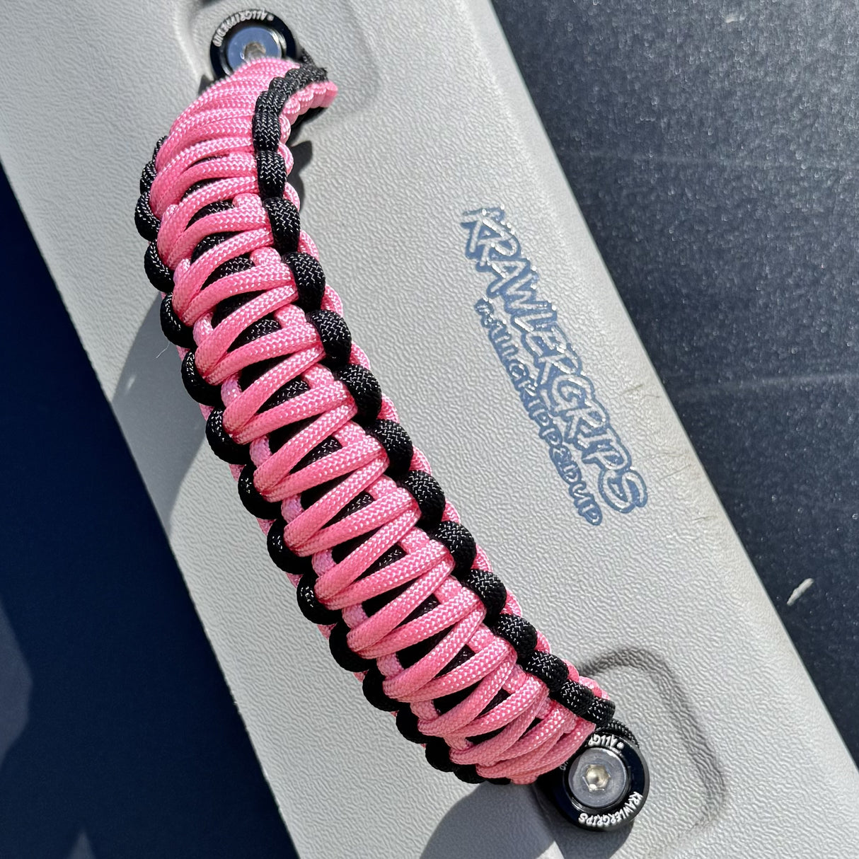 Rose pink Paracord car handles | krawlergrips