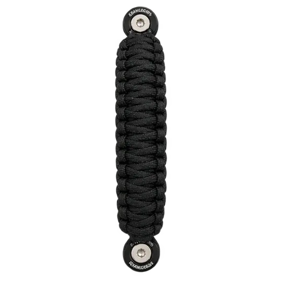 All Black cobra weave paracord grab handle showing both mounting ends