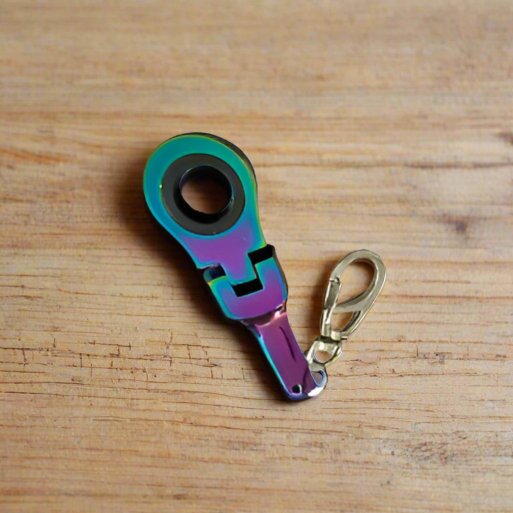10mm Neo chrome | Rainbow spanner key ring | Krawlergrips