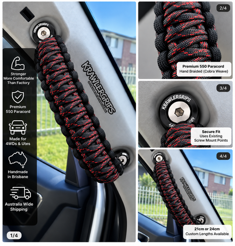 Black Red X Grab Handle Toyota LandCruiser