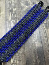 Charcoal Grey Diamonds Electric Blue Paracord grab handles  - Krawlergrips