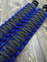 Charcoal Grey Diamonds Electric Blue Paracord grab handles  - Krawlergrips
