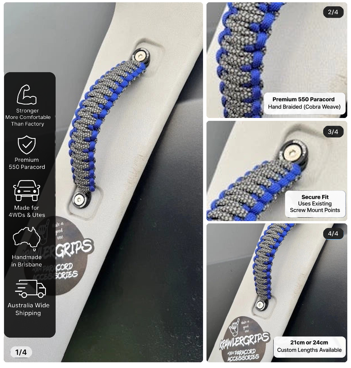 Charcoal Grey Diamonds Electric Blue Grab Handle Jeep Wrangler — original product photos