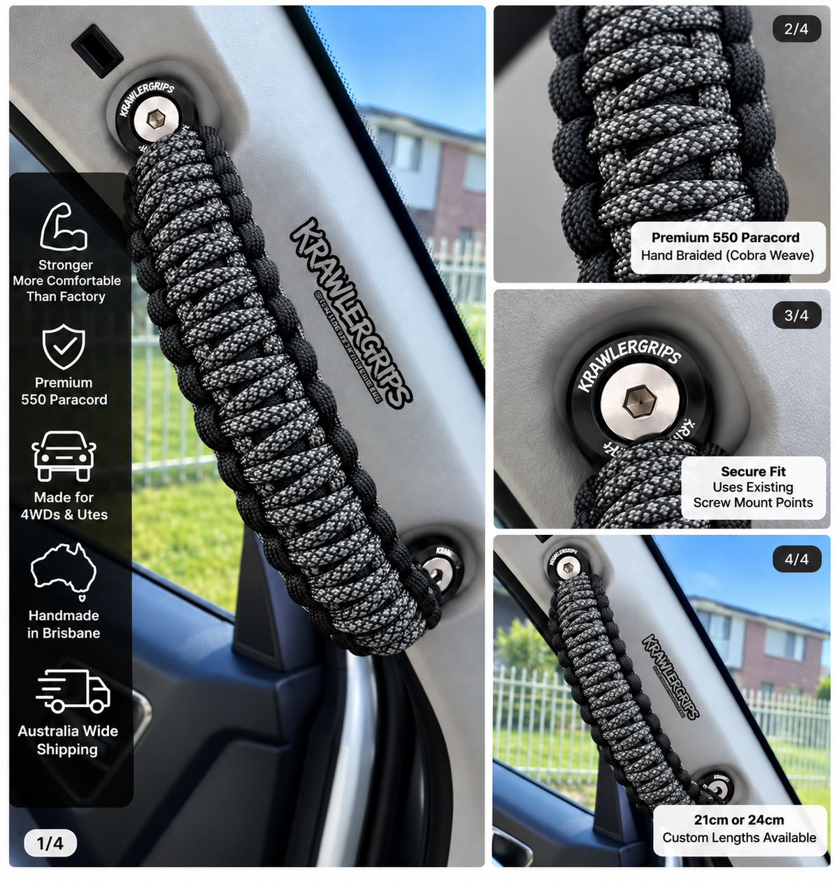 Charcoal Grey Diamonds Grab Handle Mitsubishi Triton