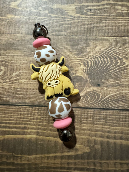 Highland cow key ring
