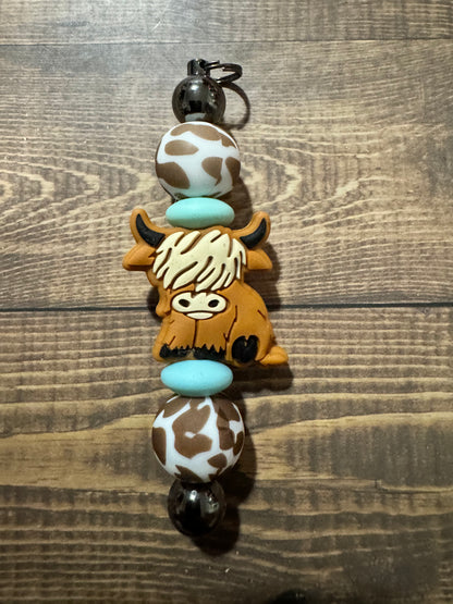 Highland cow key ring