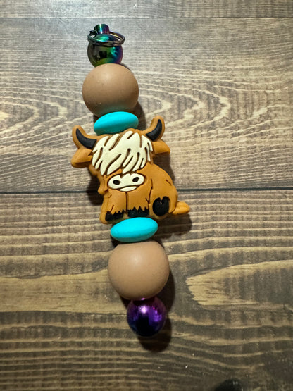 Highland cow key ring