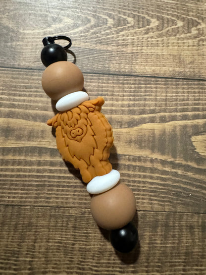 Highland cow key ring