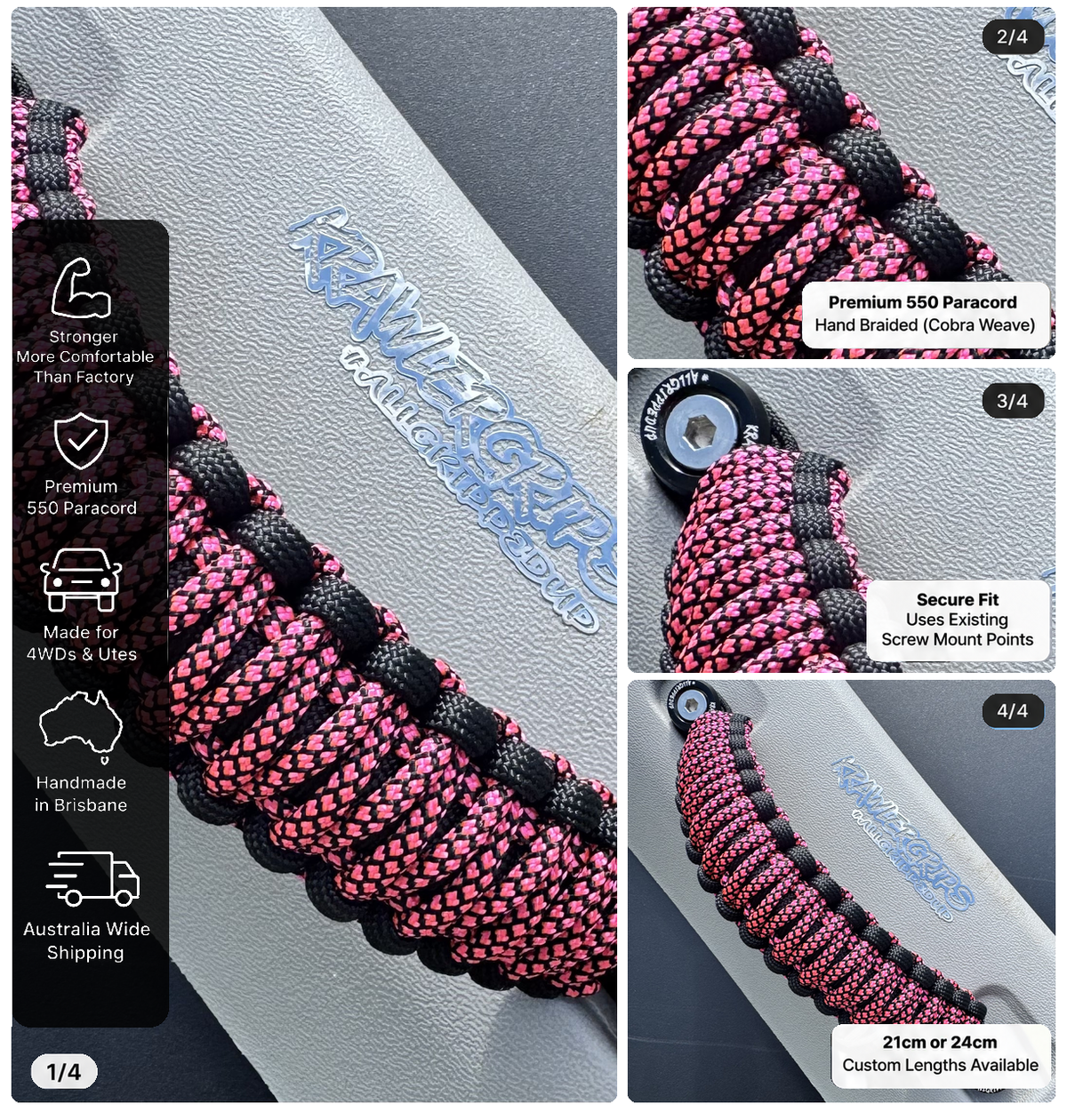 Neon Pink Diamonds Grab Handle Toyota Hilux — original product photos