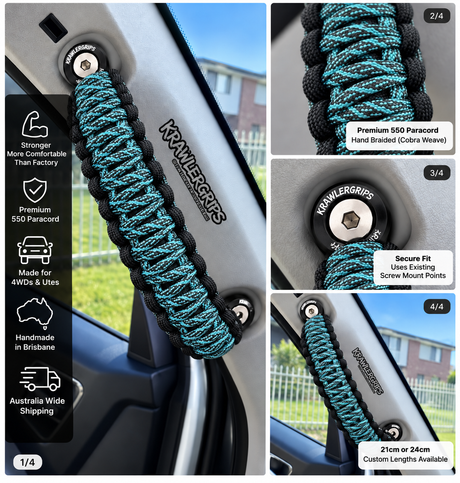 Neon Turquoise Helix Grab Handle Toyota LandCruiser