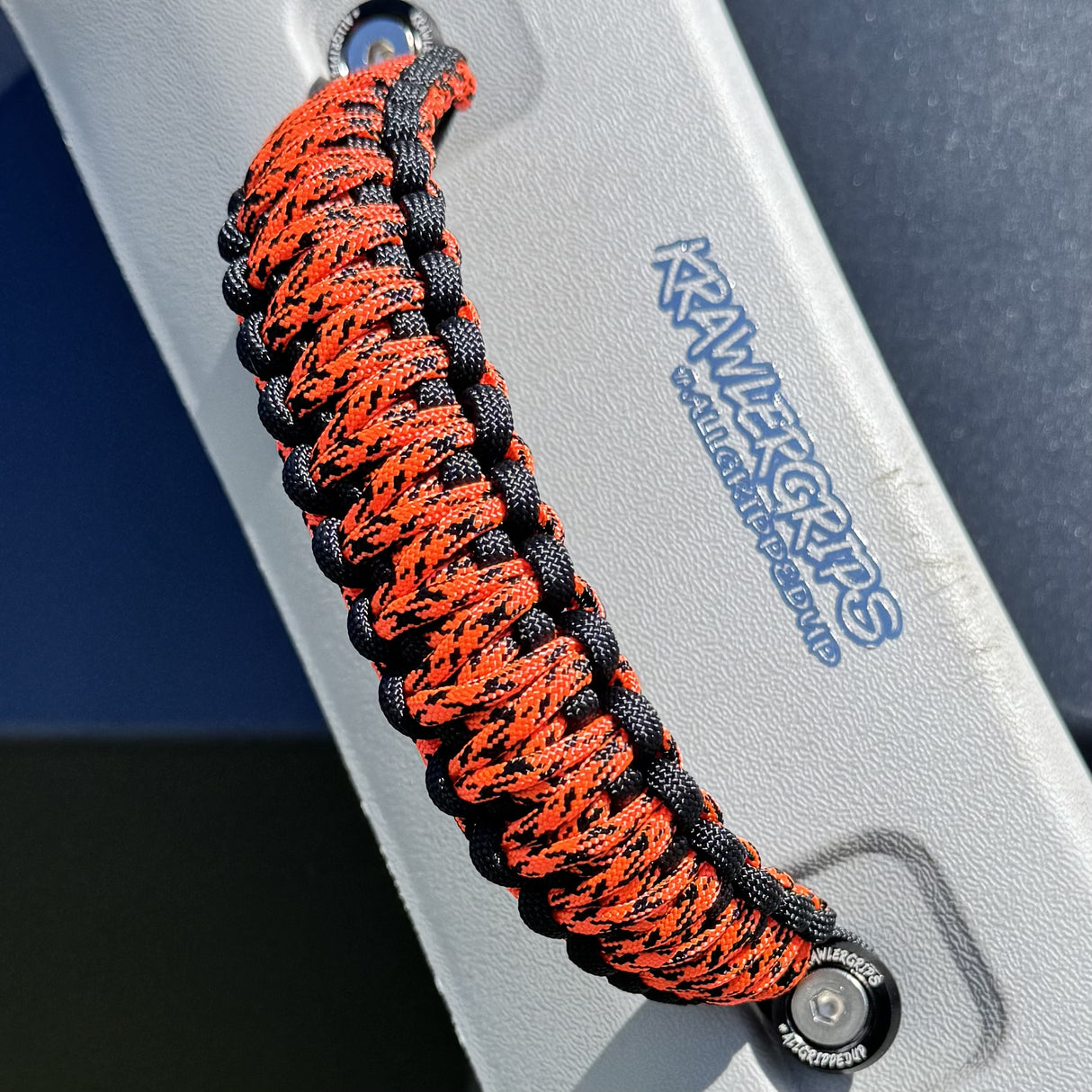 Orange Camo Paracord car handle | Krawlergrip