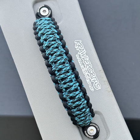neon turquoise camo passenger grip paracord Krawlergrips