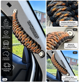 Orange Grey grab handle — original grip photographed and composited into four-panel car layout