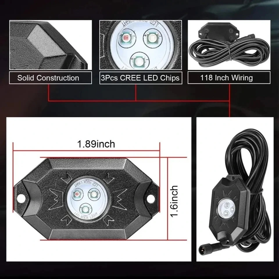 RGB Rock Lights 4 Pack