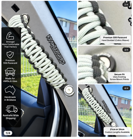 Silver Grab Handle Toyota LandCruiser — original grip photograph composited into reference vehicle interior